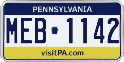PA license plate MEB1142