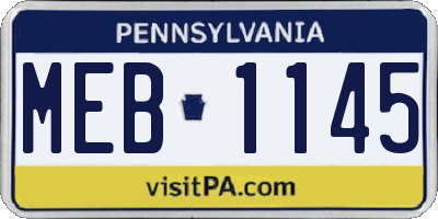 PA license plate MEB1145
