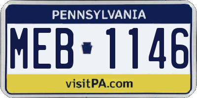 PA license plate MEB1146