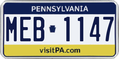 PA license plate MEB1147
