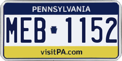 PA license plate MEB1152