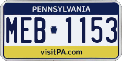 PA license plate MEB1153