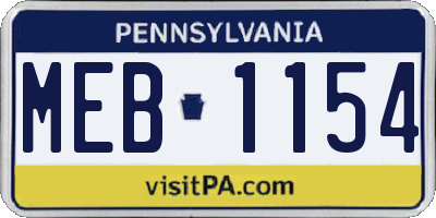 PA license plate MEB1154