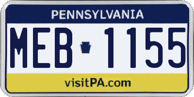 PA license plate MEB1155
