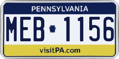 PA license plate MEB1156