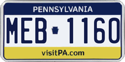 PA license plate MEB1160