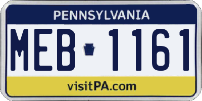 PA license plate MEB1161