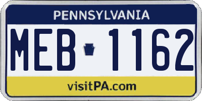PA license plate MEB1162