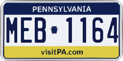 PA license plate MEB1164