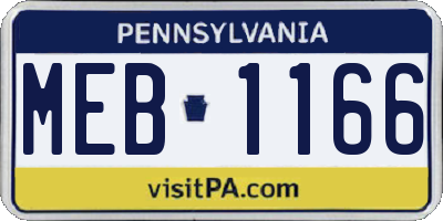 PA license plate MEB1166
