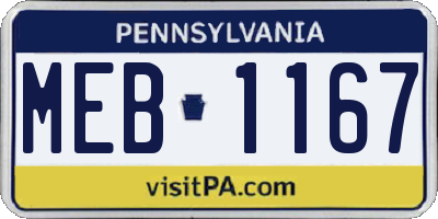 PA license plate MEB1167
