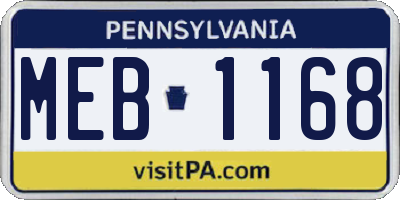 PA license plate MEB1168