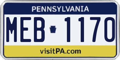 PA license plate MEB1170