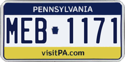 PA license plate MEB1171
