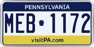 PA license plate MEB1172