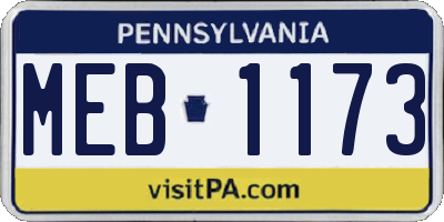PA license plate MEB1173
