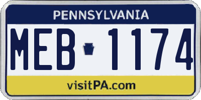 PA license plate MEB1174