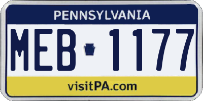 PA license plate MEB1177