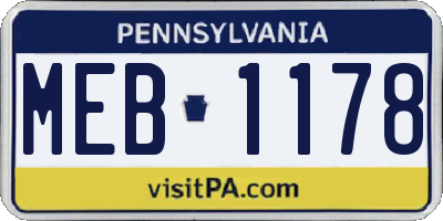 PA license plate MEB1178