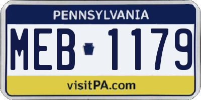 PA license plate MEB1179