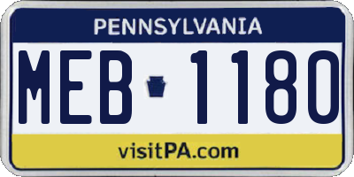 PA license plate MEB1180