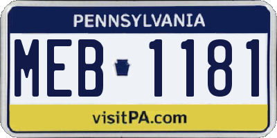 PA license plate MEB1181