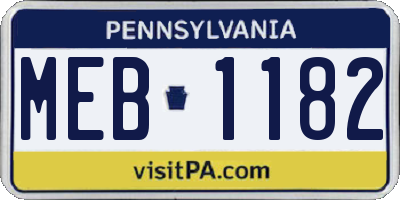 PA license plate MEB1182