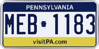 PA license plate MEB1183