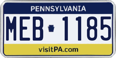 PA license plate MEB1185