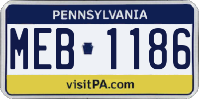 PA license plate MEB1186