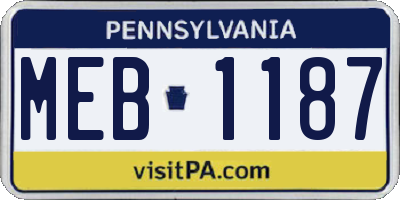 PA license plate MEB1187