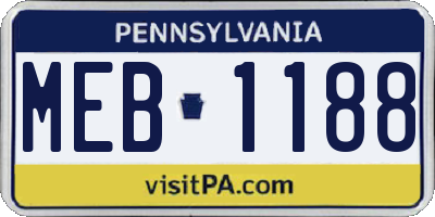 PA license plate MEB1188