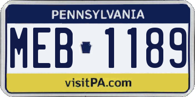 PA license plate MEB1189