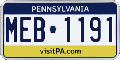 PA license plate MEB1191