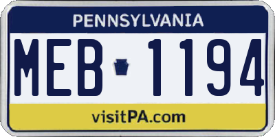 PA license plate MEB1194