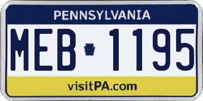 PA license plate MEB1195