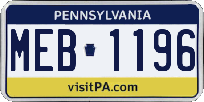PA license plate MEB1196