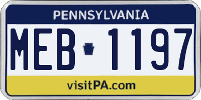 PA license plate MEB1197