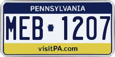 PA license plate MEB1207