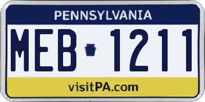 PA license plate MEB1211
