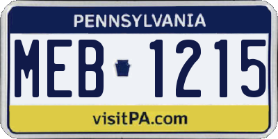 PA license plate MEB1215