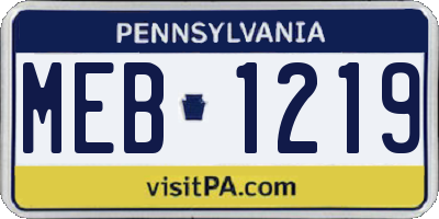 PA license plate MEB1219