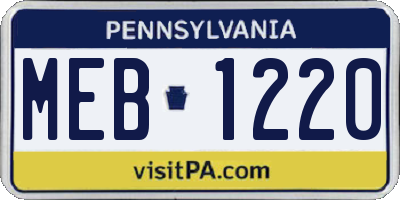 PA license plate MEB1220