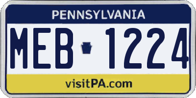 PA license plate MEB1224