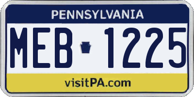 PA license plate MEB1225
