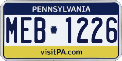 PA license plate MEB1226
