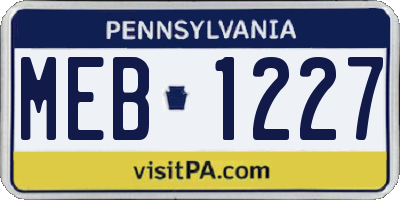 PA license plate MEB1227