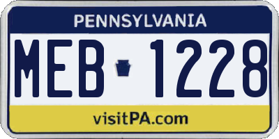 PA license plate MEB1228