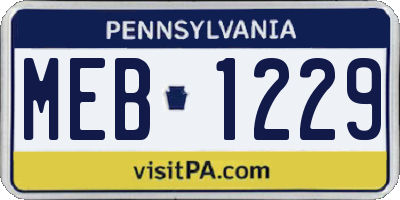 PA license plate MEB1229