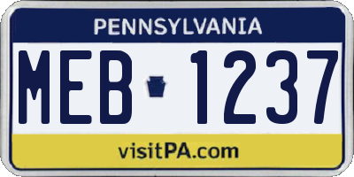 PA license plate MEB1237